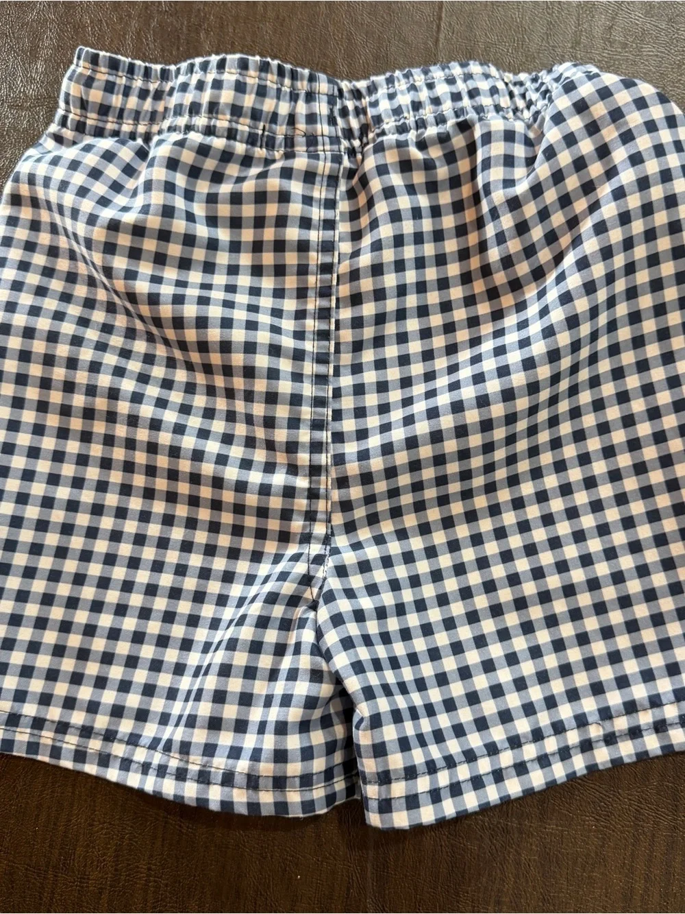 RuggedButts Navy Blue and White Gingham Swim Trunks Sz 3T